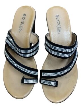 Patrizia by Spring Step GlowGaze-B Black with Silver Rhinestone Wedges sz-40